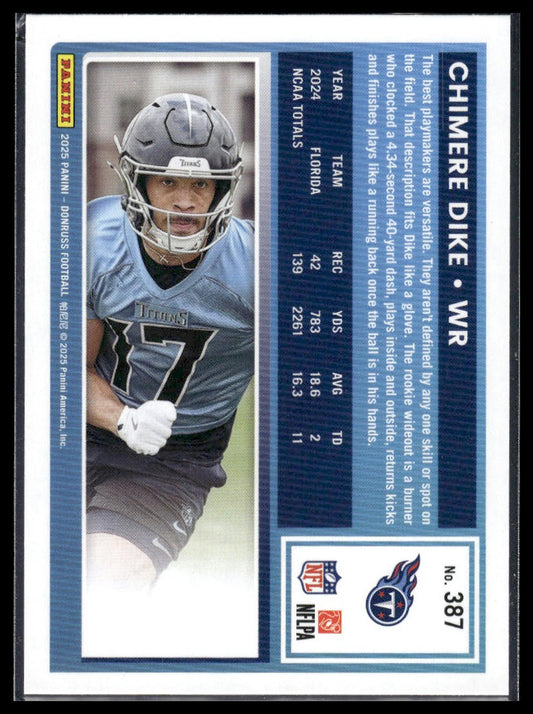Chimere Dike 2025 Donruss #387 Optic Rated Rookies Preview Red Wave RC