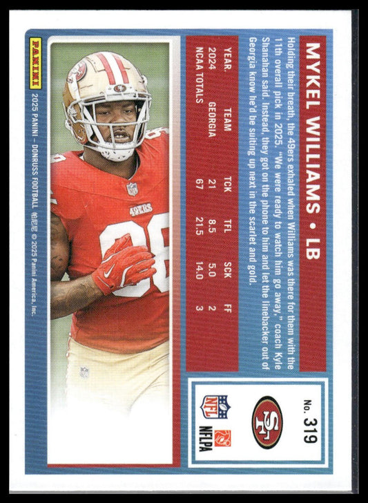 Mykel Williams 2025 Donruss #319 Optic Rated Rookies Preview Red Pandora RC