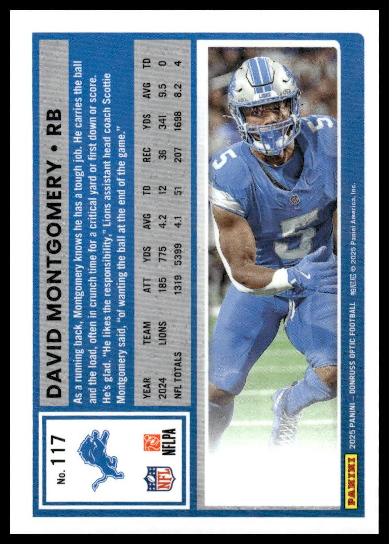 David Montgomery 2025 Donruss Optic #117 Team Logo