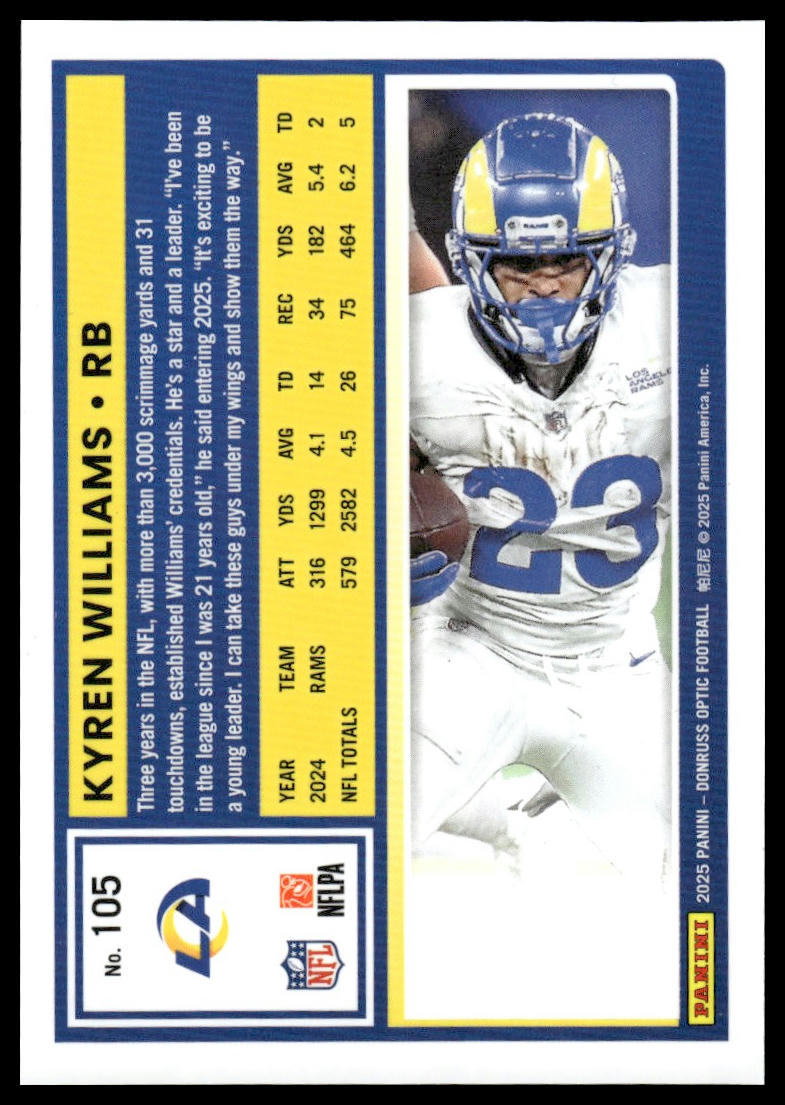 Kyren Williams 2025 Donruss Optic #105 Holo