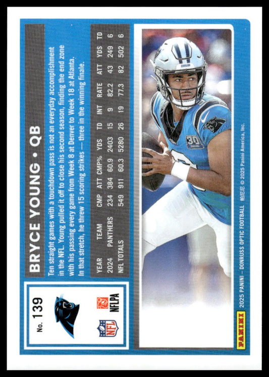 Bryce Young 2025 Donruss Optic #139 Rocket