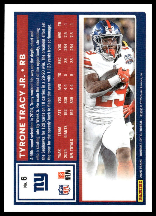 Tyrone Tracy Jr. 2025 Donruss Optic #6 Rocket