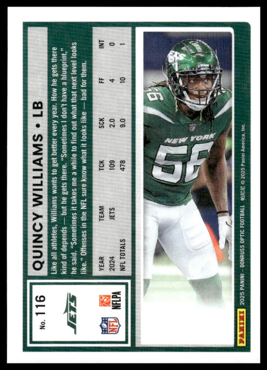 Quincy Williams 2025 Donruss Optic #116 Pink Velocity