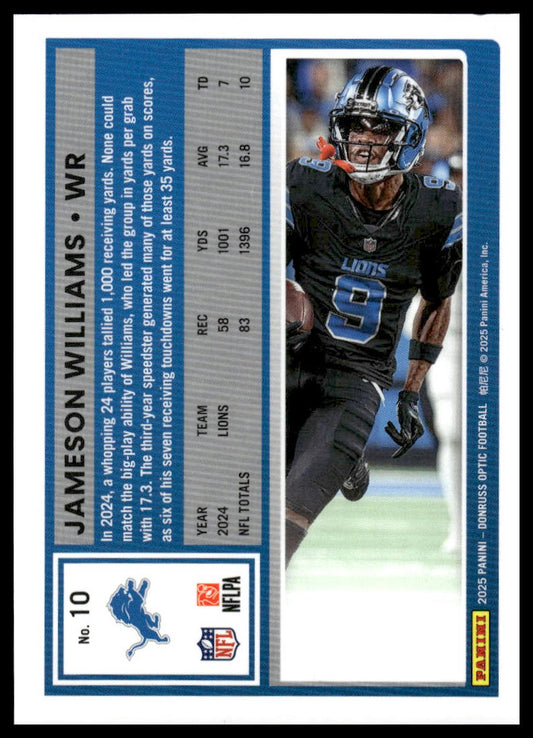 Jameson Williams 2025 Donruss Optic #10 Holo