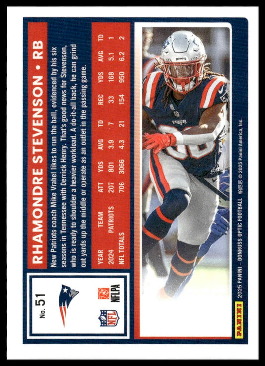 Rhamondre Stevenson 2025 Donruss Optic #51 Flex