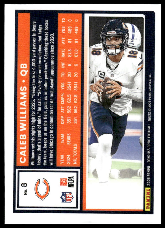 Caleb Williams 2025 Donruss Optic #8 Holo