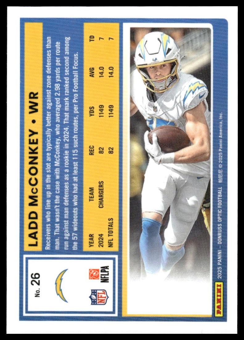 Ladd McConkey 2025 Donruss Optic #26 Gold