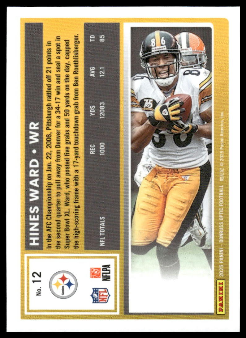 Hines Ward 2025 Donruss Optic #12 Holo