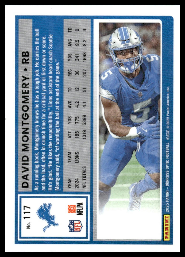 David Montgomery 2025 Donruss Optic #117 Holo