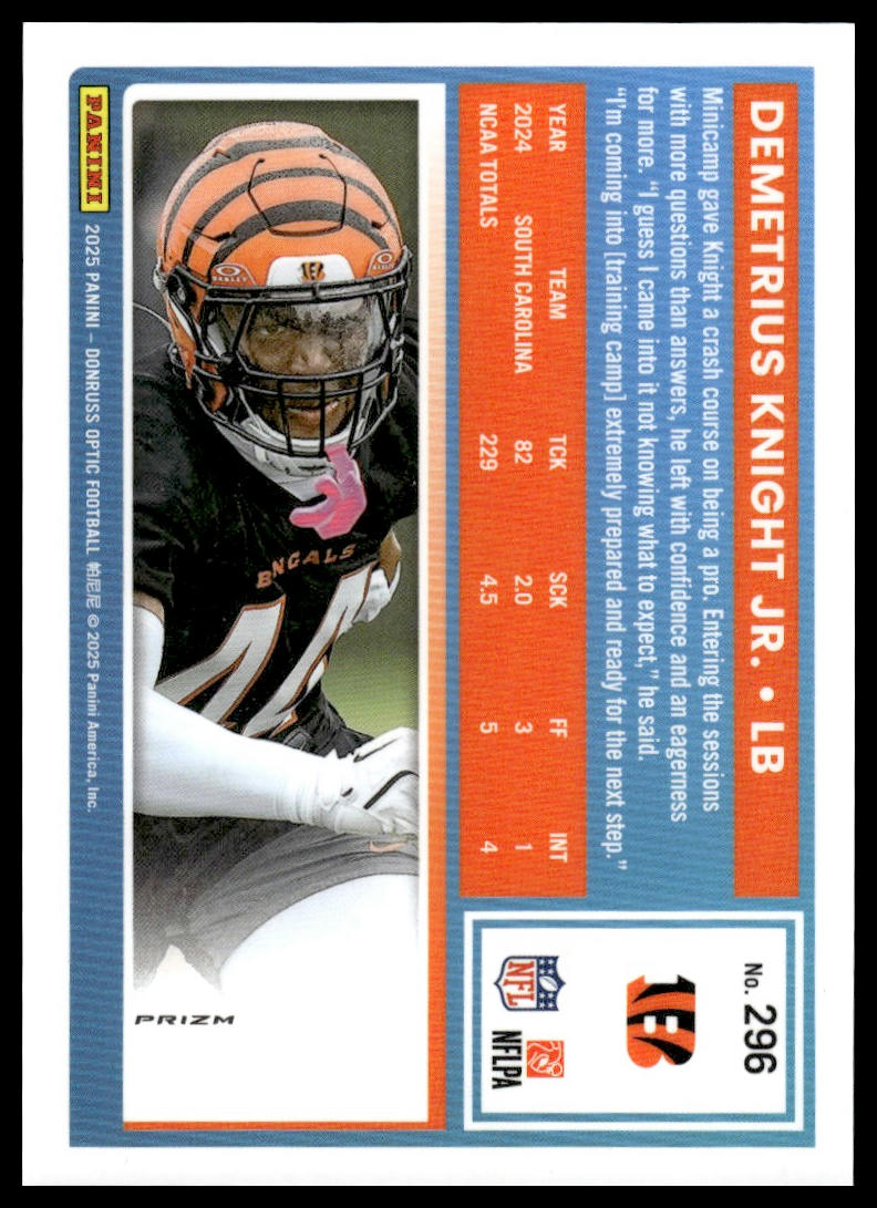 Demetrius Knight Jr. 2025 Donruss Optic #296 Orange Scope RC