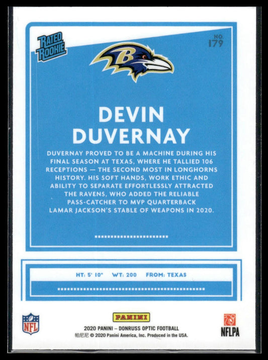 Devin Duvernay 2020 Donruss Optic #179 Blue Hyper RC