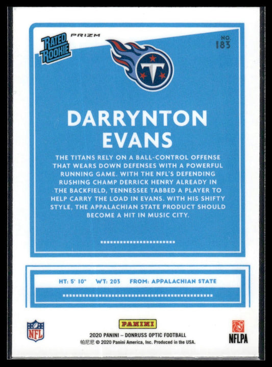 Darrynton Evans 2020 Donruss Optic #183 Bronze RC