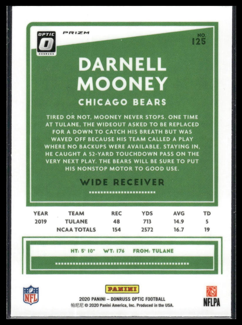 Darnell Mooney 2020 Donruss Optic #125 Blue Hyper RC