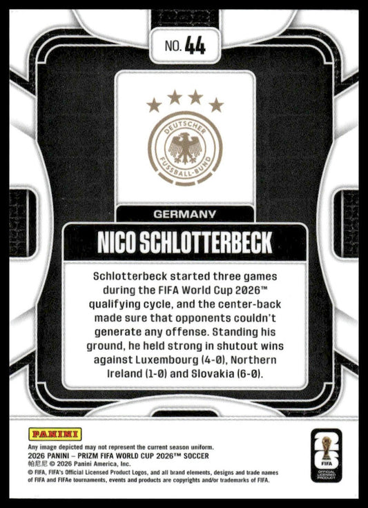 2026 Panini Prizm FIFA World Cup #44 Nico Schlotterbeck Silver Prizm