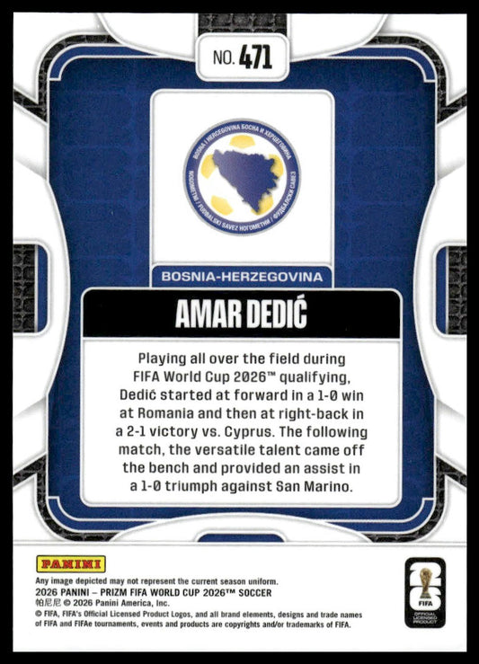 2026 Panini Prizm FIFA World Cup #471 Amar Dedic Silver Prizm