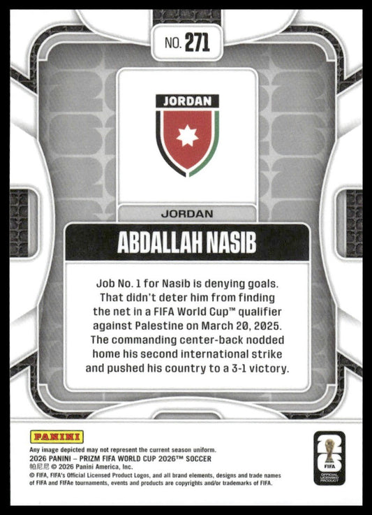 2026 Panini Prizm FIFA World Cup #271 Abdallah Nasib Silver Prizm
