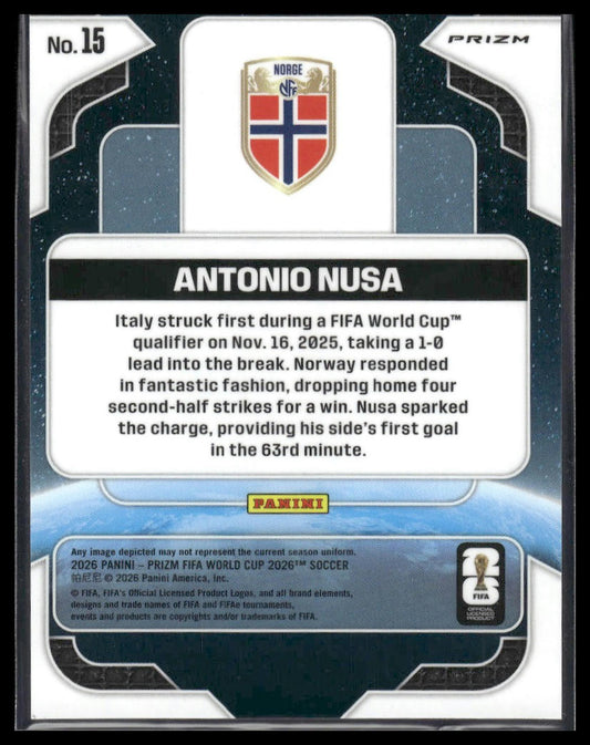 2026 Panini Prizm FIFA World Cup #15 Antonio Nusa Global Reach