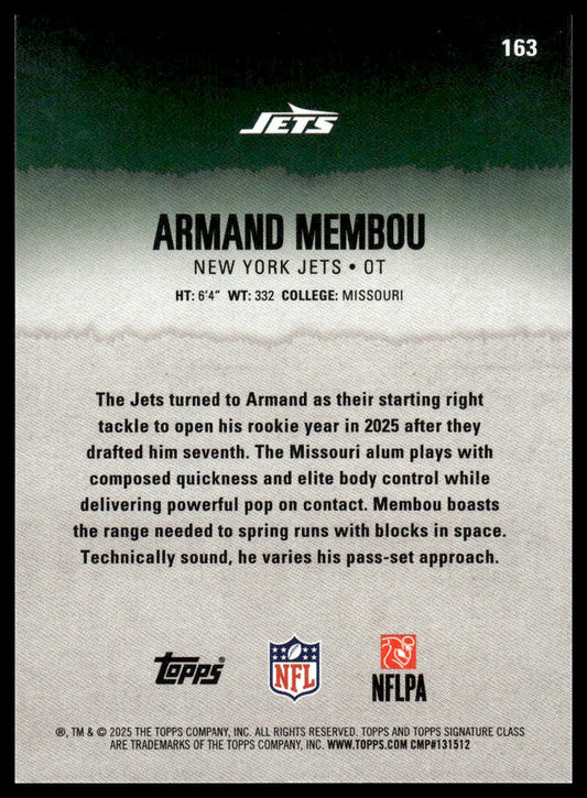Armand Membou 2025 Topps Signature Class #163 Blue & Yellow RC
