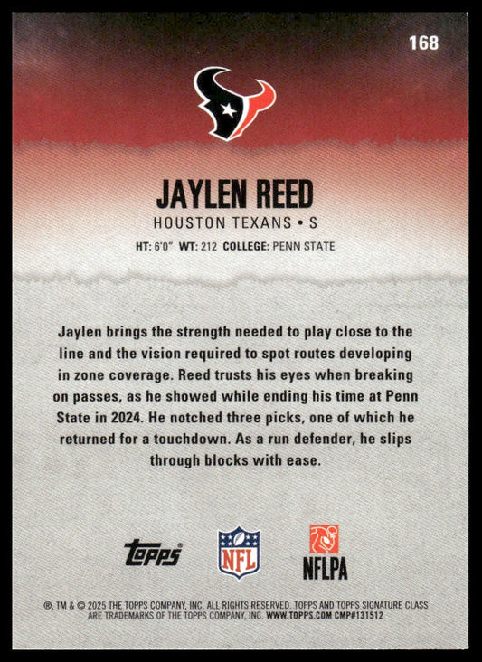 Jaylen Reed 2025 Topps Signature Class #168 Blue & Yellow RC