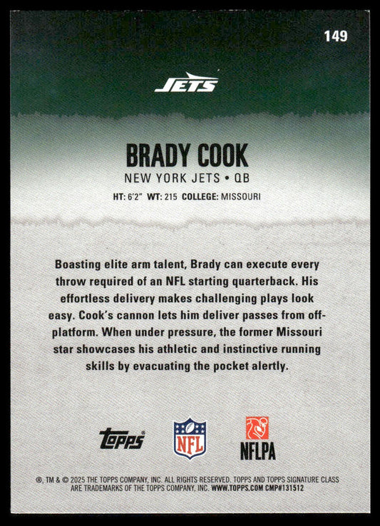 Brady Cook 2025 Topps Signature Class #149 Blue & Yellow RC