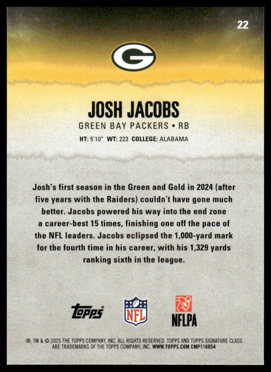 Josh Jacobs 2025 Topps Signature Class #22 Chrome