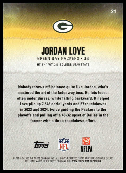 Jordan Love 2025 Topps Signature Class #21 Chrome