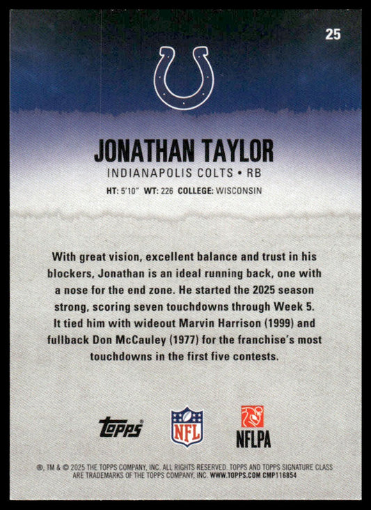 Jonathan Taylor 2025 Topps Signature Class #25 Green & Purple