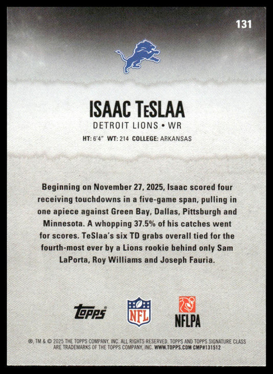 Isaac TeSlaa 2025 Topps Signature Class #131 Blue & Yellow RC