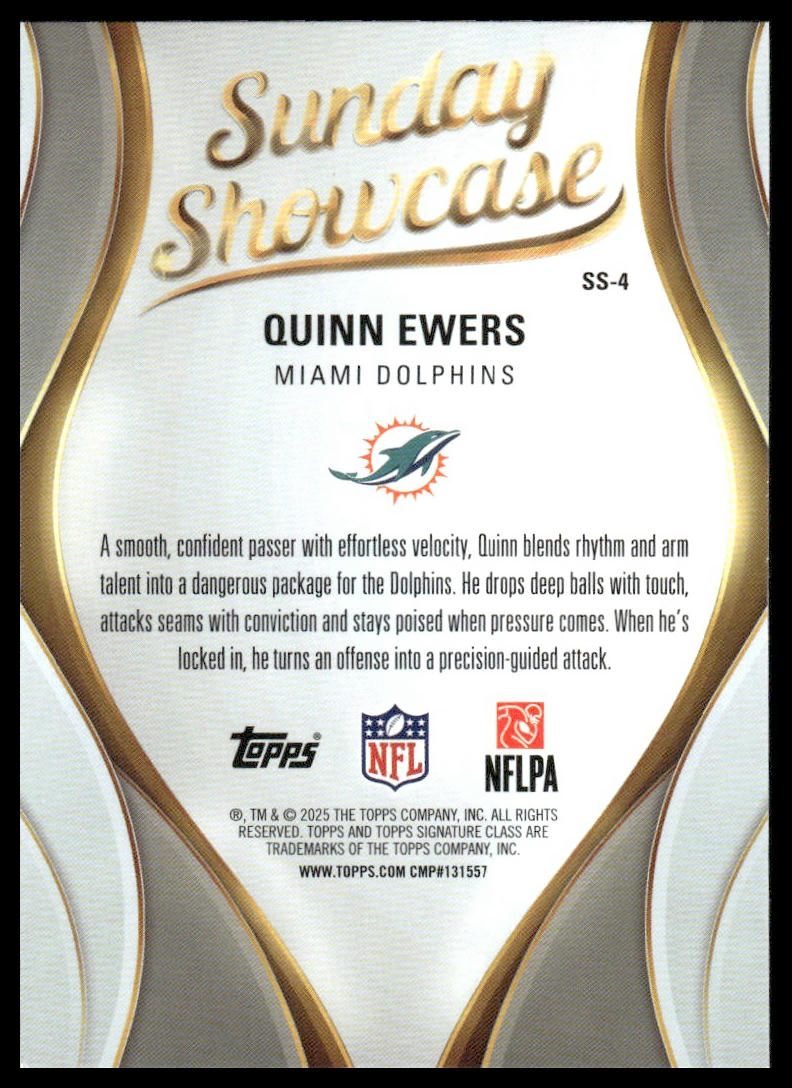 Quinn Ewers 2025 Topps Signature Class #SS-4 Sunday Showcase