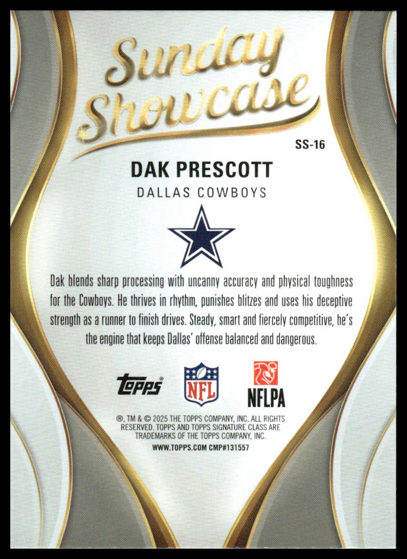 Dak Prescott 2025 Topps Signature Class #SS-16 Sunday Showcase