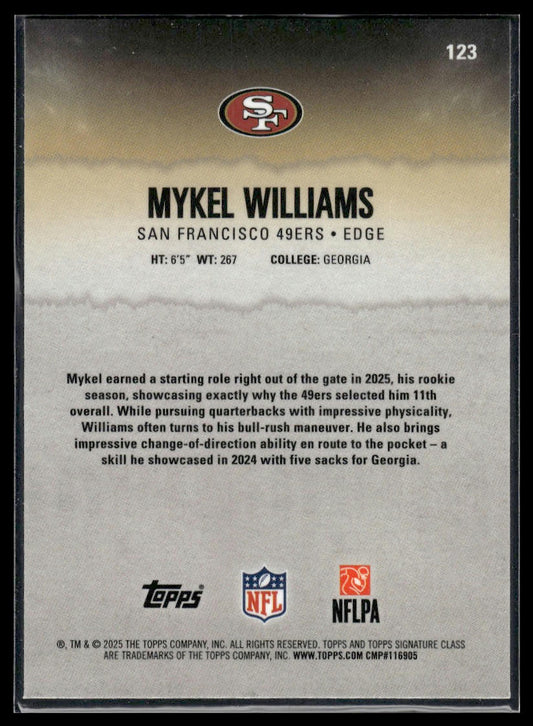 Mykel Williams 2025 Topps Signature Class #123 Green & Purple RC