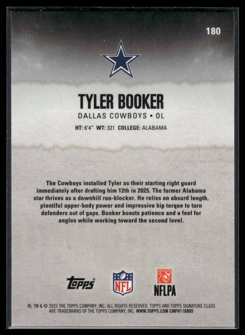 Tyler Booker 2025 Topps Signature Class #180 Chrome RC