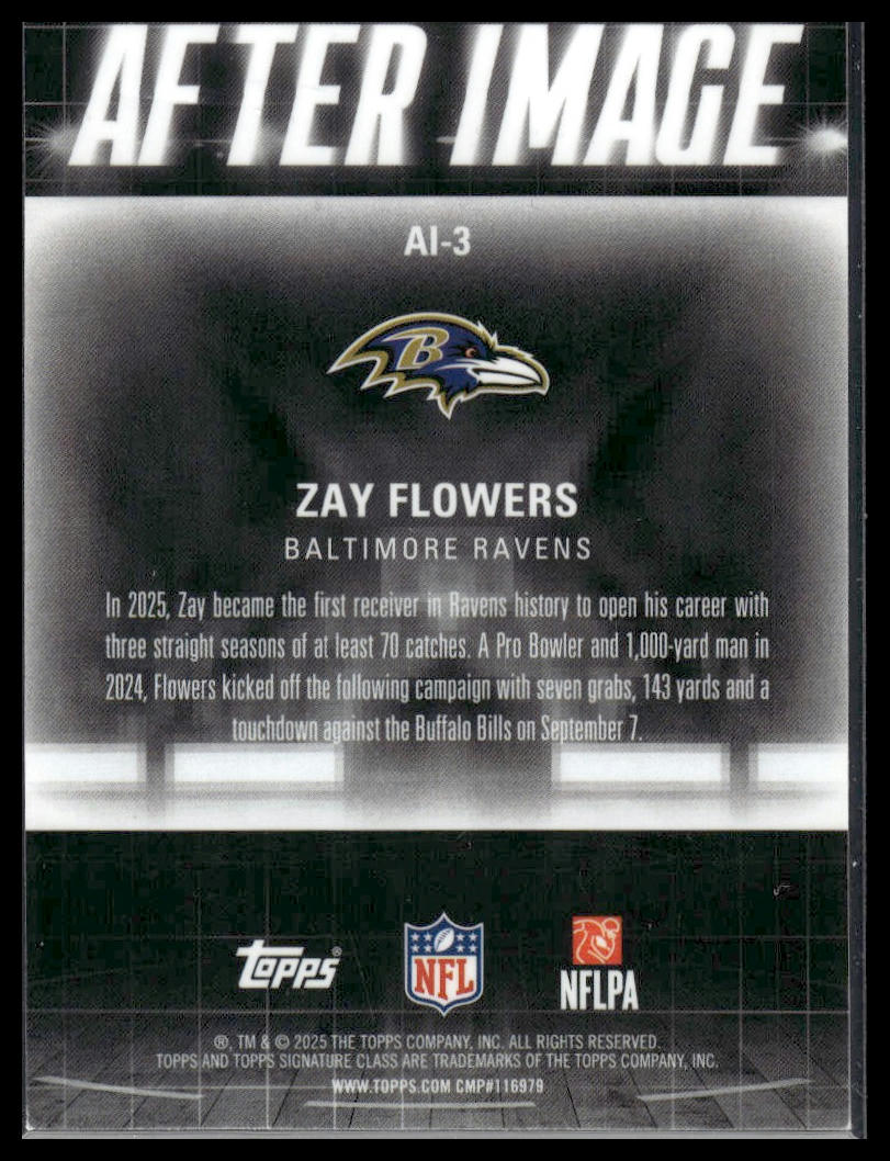 Zay Flowers 2025 Topps Signature Class #AI-3 After Image