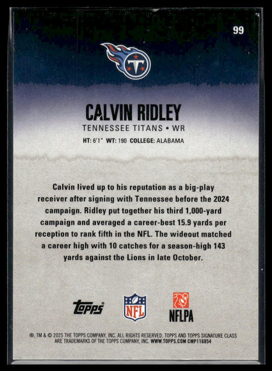 Calvin Ridley 2025 Topps Signature Class #99 Green & Purple