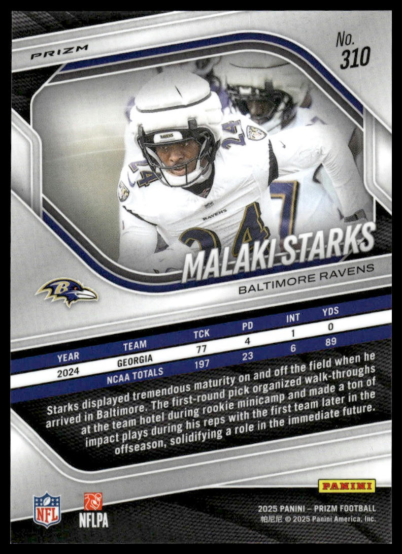 Malaki Starks 2025 Panini Prizm #310 Purple Ice