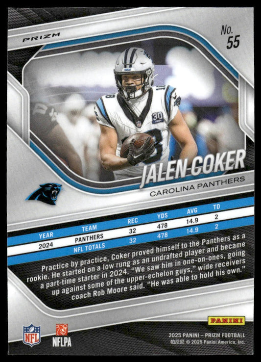 Jalen Coker 2025 Panini Prizm #55 Silver