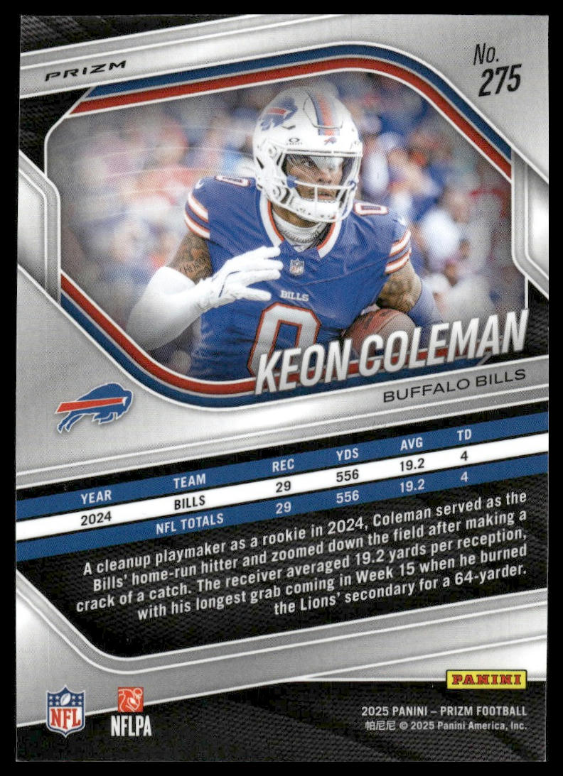 Keon Coleman 2025 Panini Prizm #275 Red White and Blue