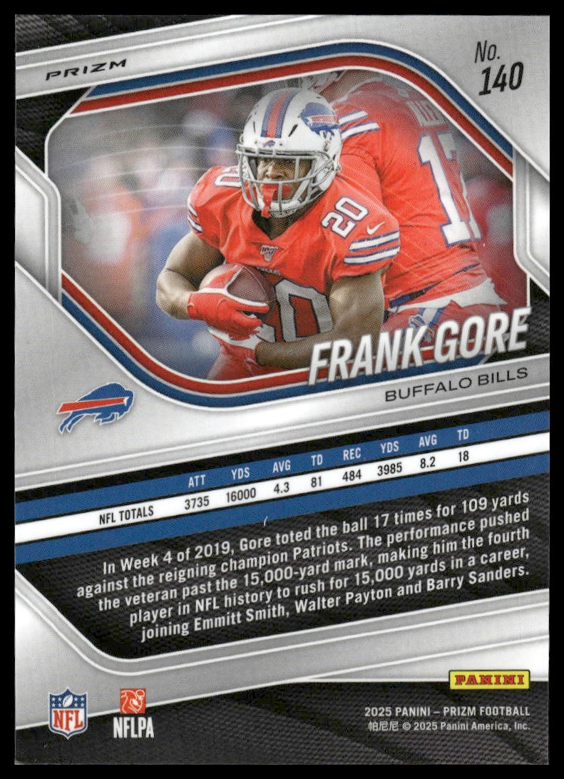 Frank Gore 2025 Panini Prizm #140 Purple