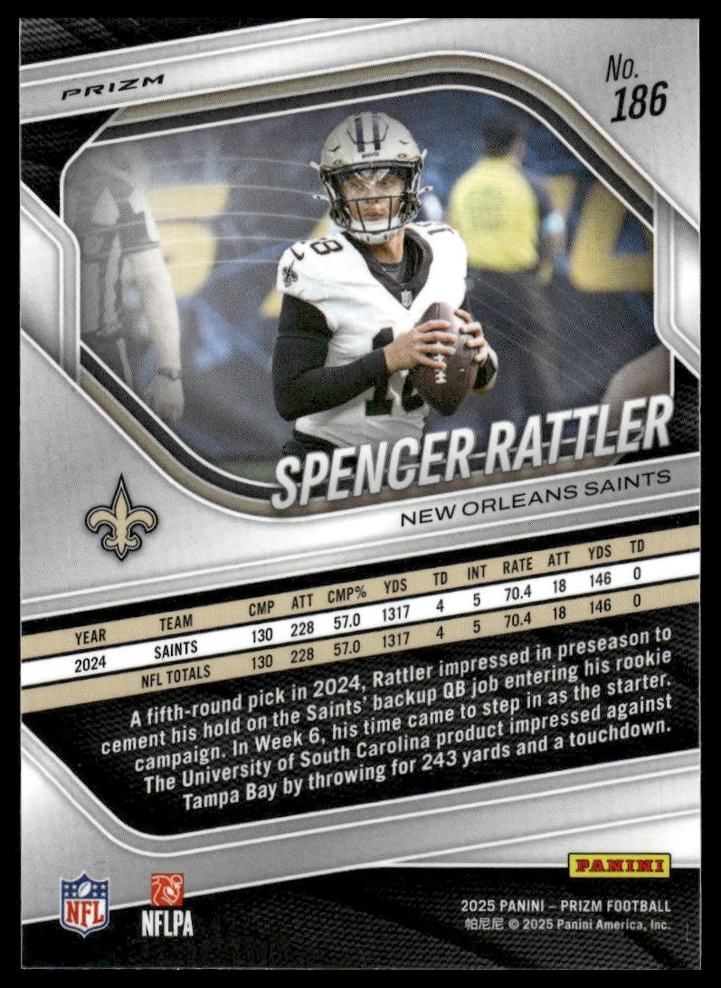 Spencer Rattler 2025 Panini Prizm #186 Gold Shimmer