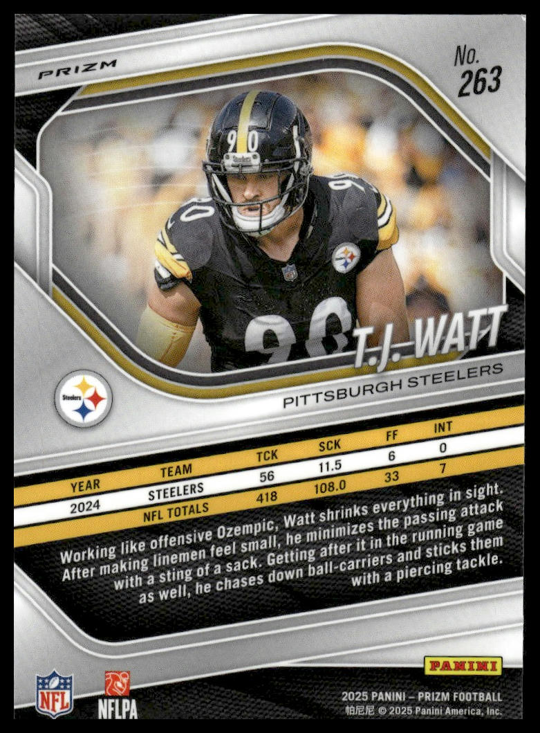 T.J. Watt 2025 Panini Prizm #263 Red White and Blue