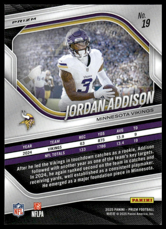 Jordan Addison 2025 Panini Prizm #19 Pink Wave