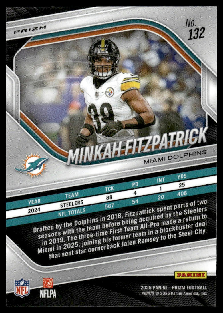 Minkah Fitzpatrick 2025 Panini Prizm #132 Silver