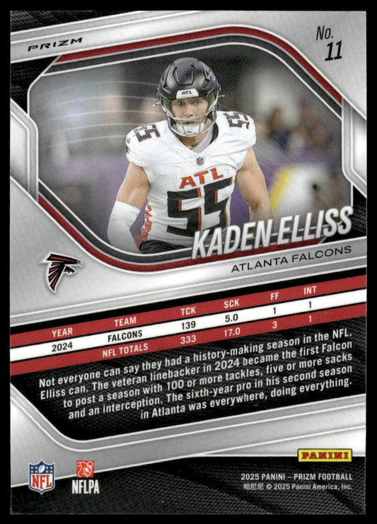 Kaden Elliss 2025 Panini Prizm #11 Red White and Blue