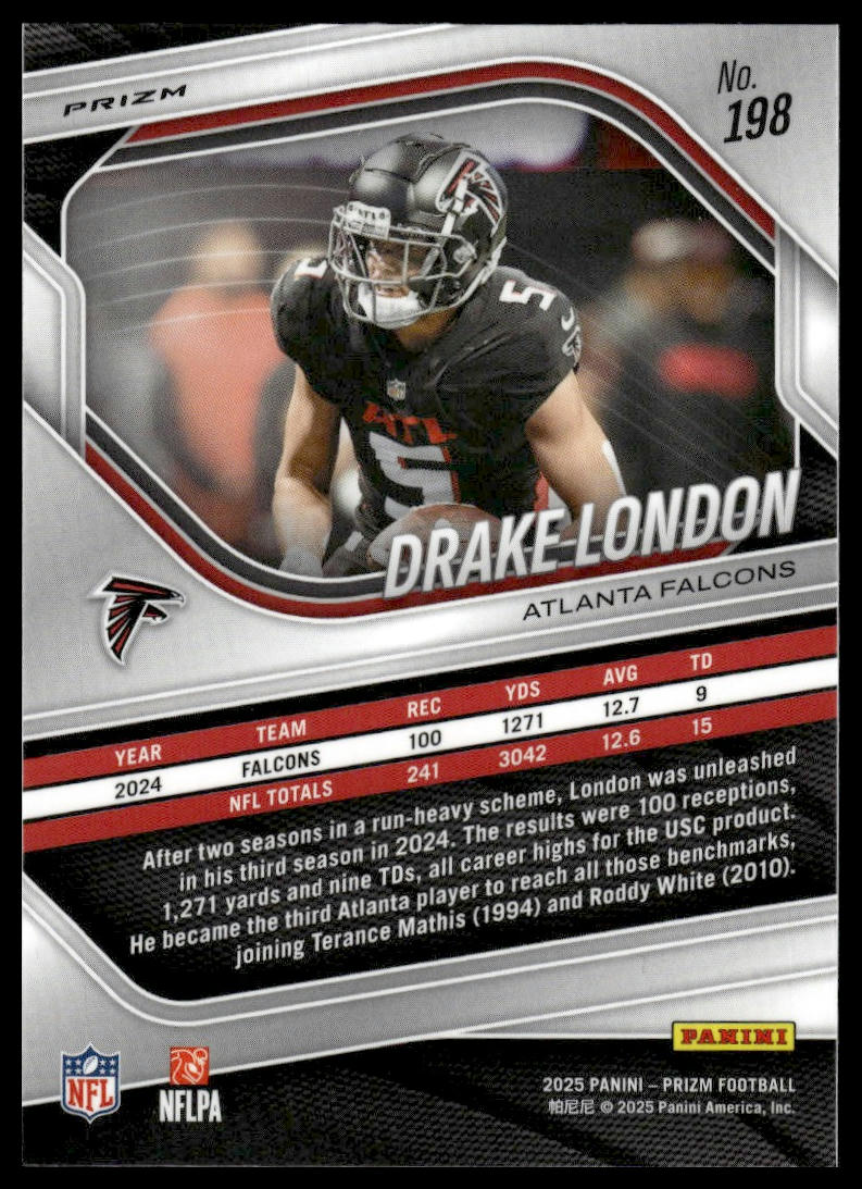Drake London 2025 Panini Prizm #198 Lazer