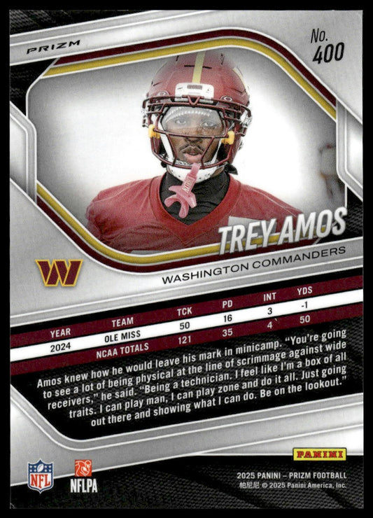 Trey Amos 2025 Panini Prizm #400 Pink