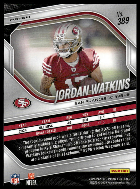 Jordan Watkins 2025 Panini Prizm #389 Pink