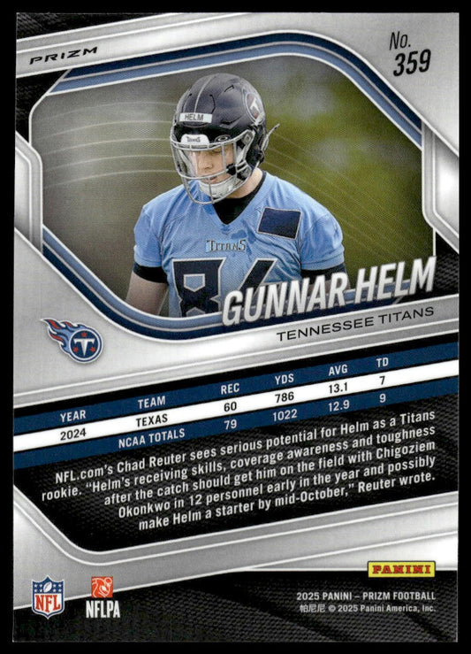 Gunnar Helm 2025 Panini Prizm #359 Pink