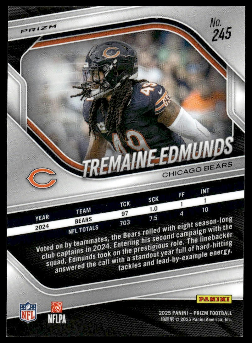 Tremaine Edmunds 2025 Panini Prizm #245 Red White and Blue