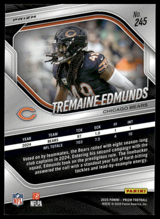 Tremaine Edmunds 2025 Panini Prizm #245 Red White and Blue