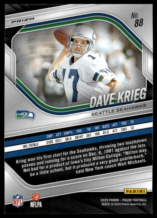 Dave Krieg 2025 Panini Prizm #88 Silver